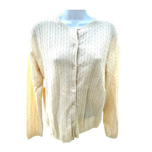 Ralph Lauren Cream Cable Knit Button-Front Cardigan